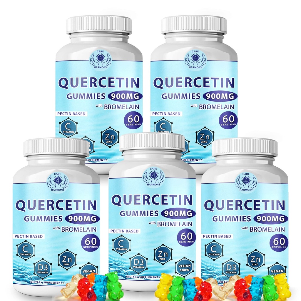 Quercetin Gummies - Quercetin med Bromelain Vitamin C + Zink Vitamin D3 - Chewable Quercetin 900mg Supplements - Quercetin för barn och vuxna (5)