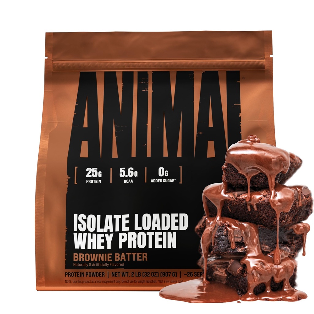 Animal Whey Isolate Protein Powder - Ladattu Pre & Post harjoitus Lihas Builder ja Recovery kanssa Dgestive Enzymes miesten & naisten - 25g proteiinia, suuri maku, alhainen sokeri - Brownie Batter 2 kg