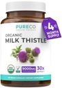 PURE CO USDA Organic Milk Thistle kapselit - 80% Silymarin täydentää maksan tuki Super tiivistetty 300mg of 30:1 Maito Thistle uute Maksa Detox 120 päivän tarjonta