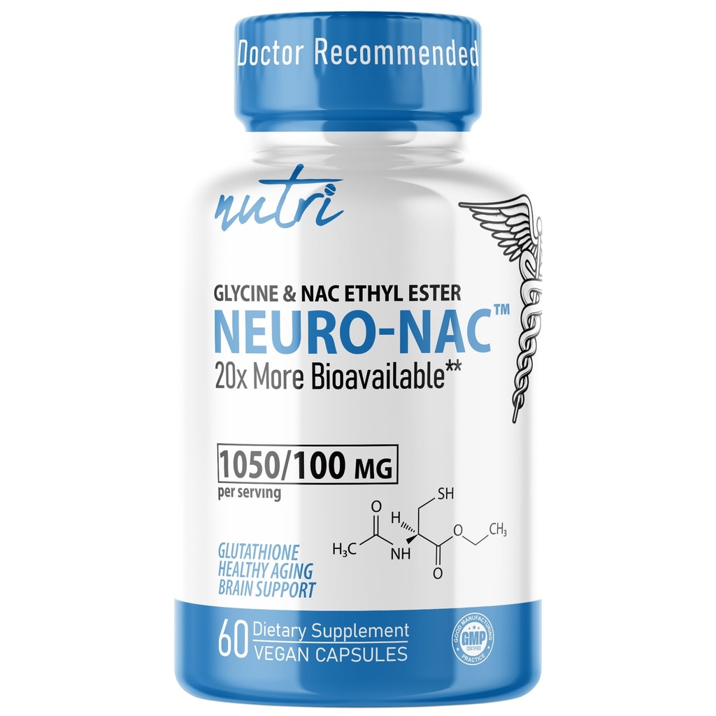 Neuro NAC-lisä N- Acetyl Cysteine Etyyli Ester - 20x Enemmän Biosaatavissa kuin NAC 600 mg - Boost Glutatione 10x More Than Liposomal Glutatione - N Acetyl Cysteine Etyyli Ester - NACET (60 kapselia)