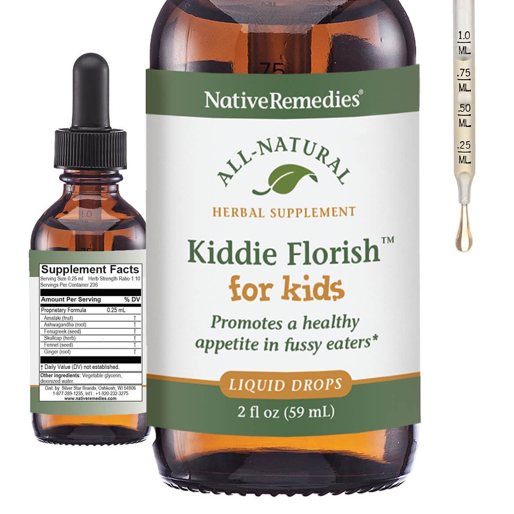 Native Remedies Kiddie Florish - All Natural Herbal Supplement främjar en hälsosam aptit i Picky Eaters - 59 ml