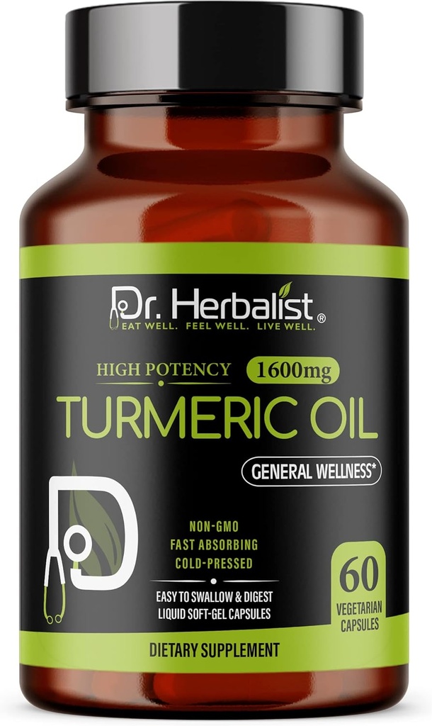 Dr. HERBALIST Turmeeric Curcumin Oil Capsules 1600mg - 60 Capsules ...