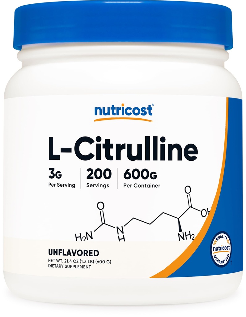 Nutricost Pure L-sitrulliini (Base) Jauhe (600 grammaa)