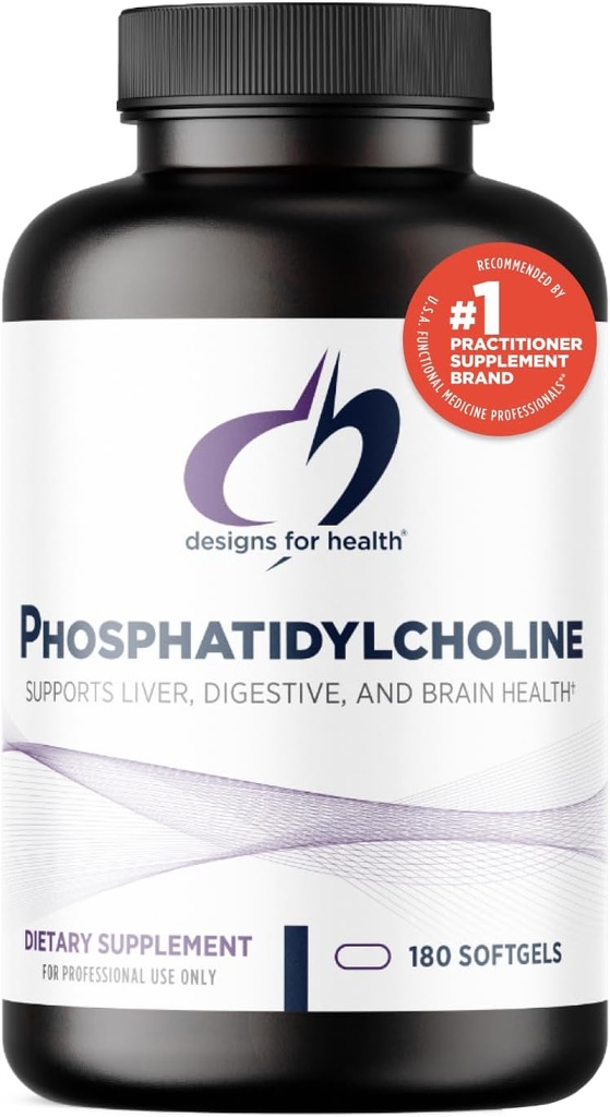 Design för Hälsofosfatidylkolin Softgels - Phosphatidyl Choline Supplement från Soy Lecithin för att stödja lever + hjärnhälsa (180 Softgels)