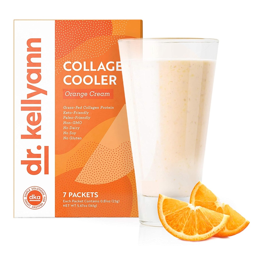 Kellyann Orange Cream Keto Shake Packets (7 tarjoilua) 15g proteiinia, ruohikkokollageenia, Keto & Paleo- ystävällistä, 1 pakkaus