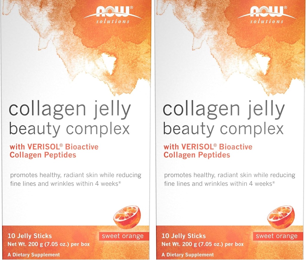 Now Solutions, Collagen Jelly Beauty Complex, Sweet Orange Flavor, 10 hyytelötikkua (paketti 2)