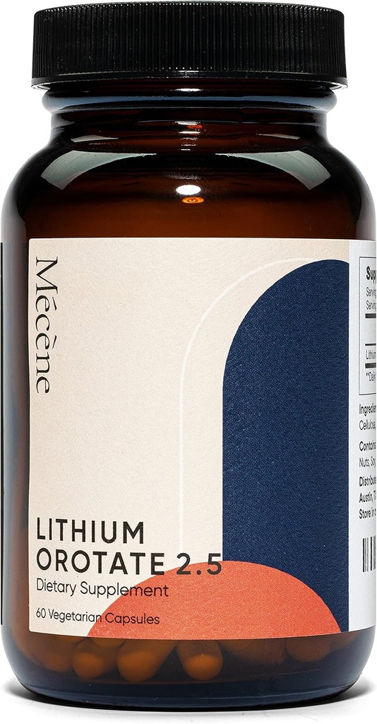 Litium Orotate 2,5 mg Elemental Lithium, 60 vegetariska kapslar, kosttillskott, icke-GMO