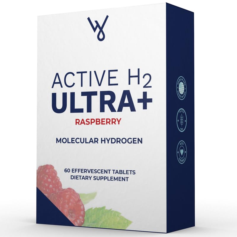 Aktiivinen H2 Ultra+ Vety Vesitabletti, luonnollinen vadelma. Tukee yleistä hyvinvointia hyödyt molekyylivety 60 tarjoilut