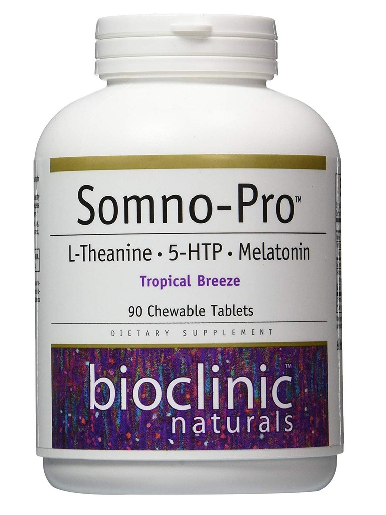 Bioclinic Naturals Somno-Pro L-Theanine - 5-HTP - Melatoniinin Tropical Breeze 90 purutablettia