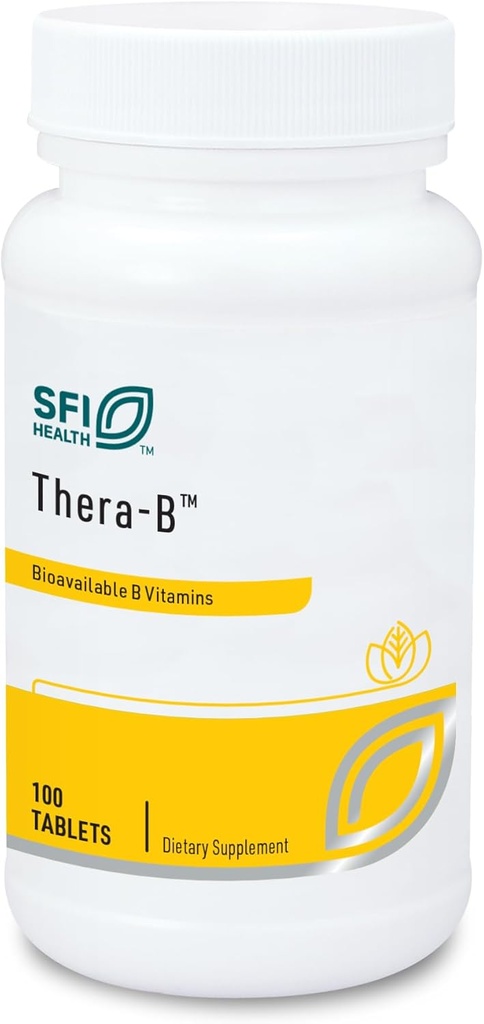 Klaire Labs SFI Health Thera- B - Essential Vitamiini B Complex, Hypoallergenic Formula activated Metafolin Folate (L-5-MTHF), Biotiini & Metyylikobalamiini (100 tablettia)