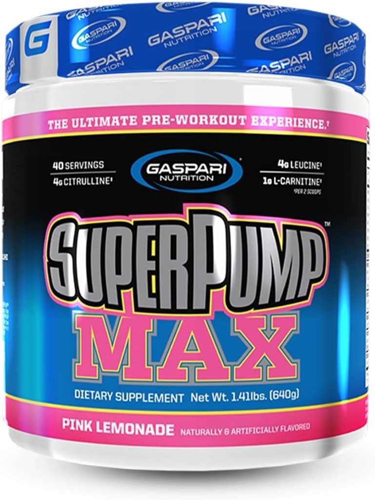 Gaspari Nutrition Super Pump MAX, Ultimate Pre workout Powder, jatkuva energia Esitreenaus, typpioksidi Booster, lihasten kasvu, elpyminen ja Replenishes Electrolyyttejä (Pink Lemonade)