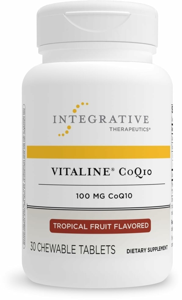Integratiivinen Therapeutics Vitaline CoQ10 100 mg - Aivojen terveyden tuki täydentää aikuisille* - Tukee Heart Health* - Dairy-free - Tropical Fruit Flavored, 30 purutablettia (30 tarjoilua)