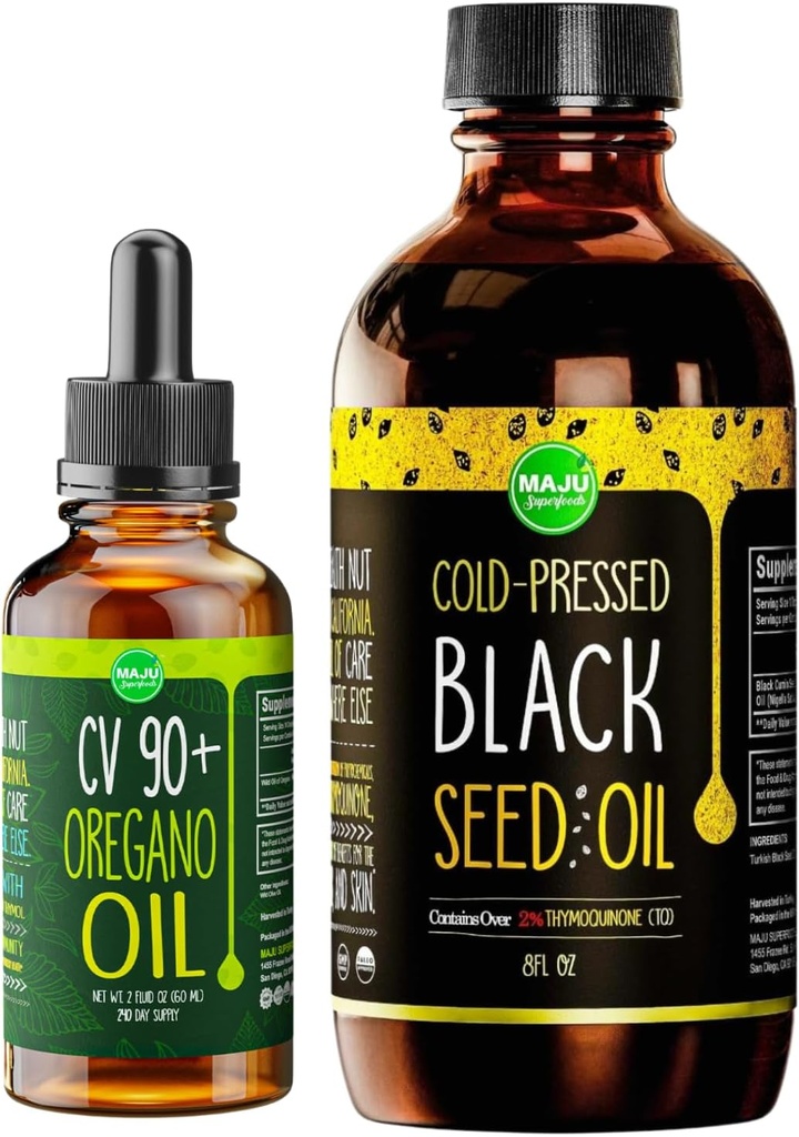 Maju Superfoods Oregano ja musta siemenöljy Bundle
