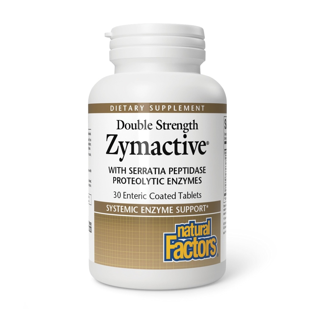 Luonnollinen tekijät - Zymactive Proteolyyttinen Enzyme Double Strength, tukee terveen tulehtumisen vastaus auttaa lihasten ja nivelten toiminto, Gluteeniton, ei-GMO, 30 Enteric päällystetty tablettia