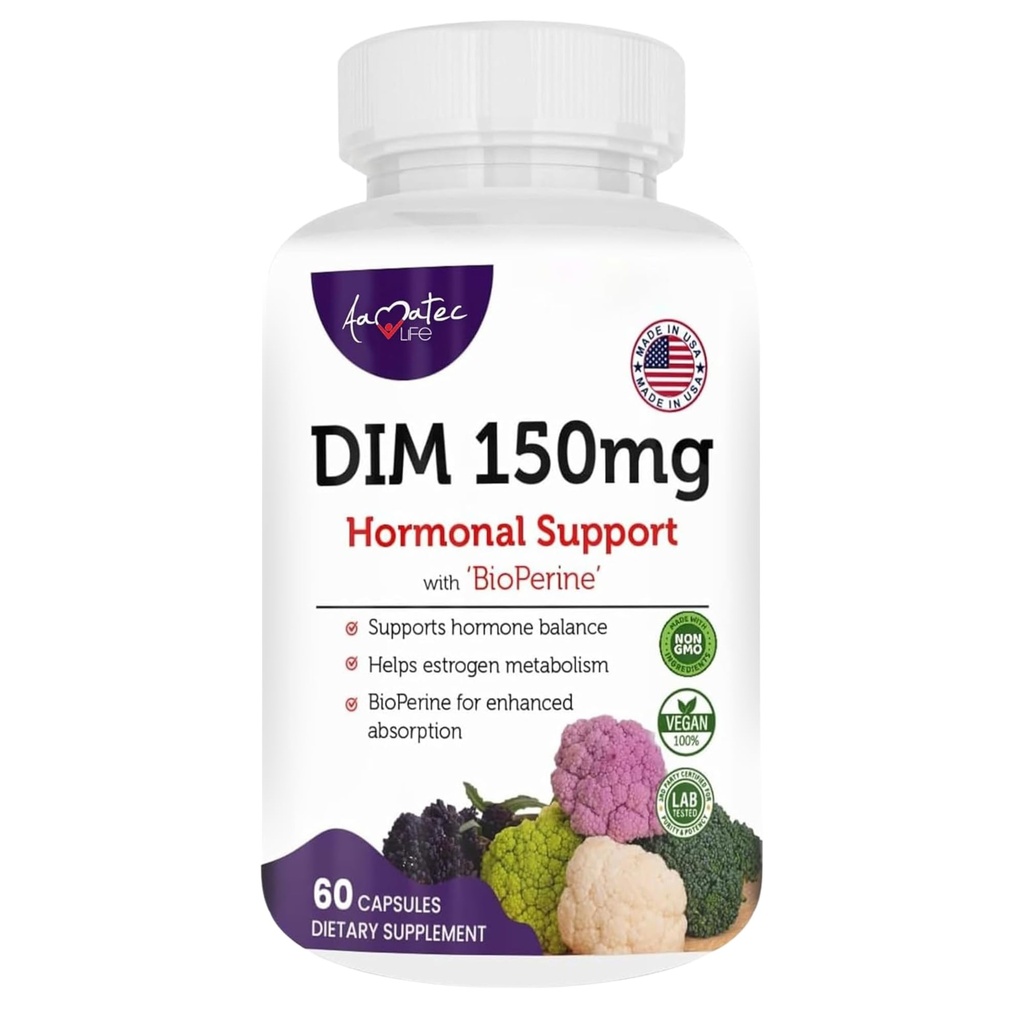 Naiset DIM Complex 150mg - Bioperine Estrogeeni Balancing pillereitä menopause & Hot Flass Relief Tuki Hormonaalinen akne Tehokas täydentää - 60 kapselia - Valmistettu USA