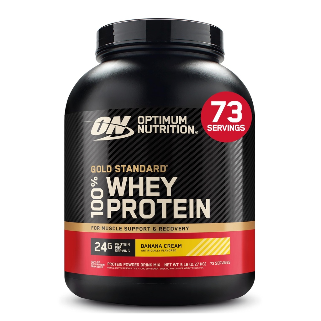 Optimum Nutrition Gold Standard 100% Whey Protein Powder, banaani kerma, 5 punta (Packaging May Vary)