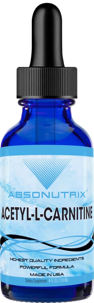 Absonutrix Acetyl L-Carnitine, 593mg per servering, 200 Potent Servings, Quick Absorption Liquid Drops, Gluten-Free, Third-Party Tested, GMP-Certified, Non-GMO, Made in USA