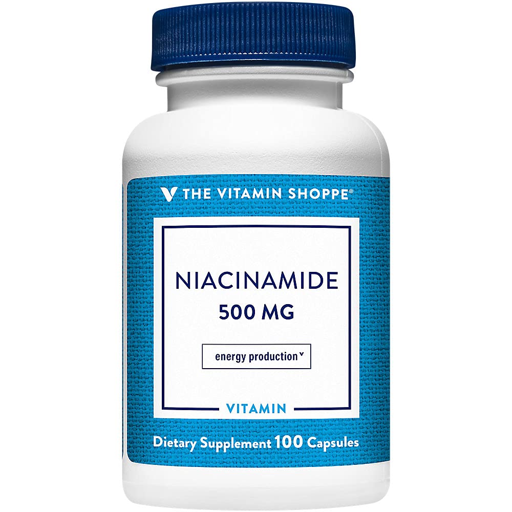 Vitamiini Shoppe Niacinamide 500MG, tukee kolesterolitasoja jo normaalin alueen, kerran päivässä (100 kapselia)