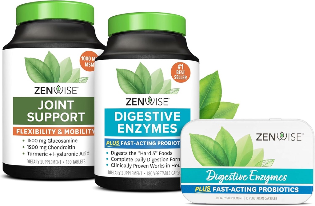 Zenwise Health Ruoansulatuskanavan Entsyymit, yhteinen tuki, ja Travel Size Tin
