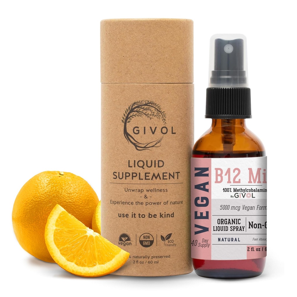 Orgaaninen kasvisvitamiini B12 täydennysosa Nestemäinen sumu nopeaan imeytymiseen 5 000 mcg Metyylikobalamiini - No Harsh Chemicals tai säilöntäaineet - Ei keinotekoisia makeuttajia Lisätty ei-GMO 240 päivää