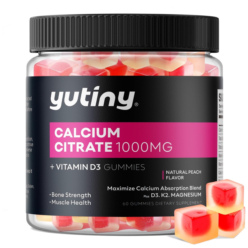 Kalsiumsitraatilla täytetyt tytöt, ekstra-imukykyiset kalsiumsitraatit 1000 mg D3-vitamiinilla, K2-vitamiinilla ja magnesiumilla, pureskeltava lisäaine luulle, lihaksille, 60