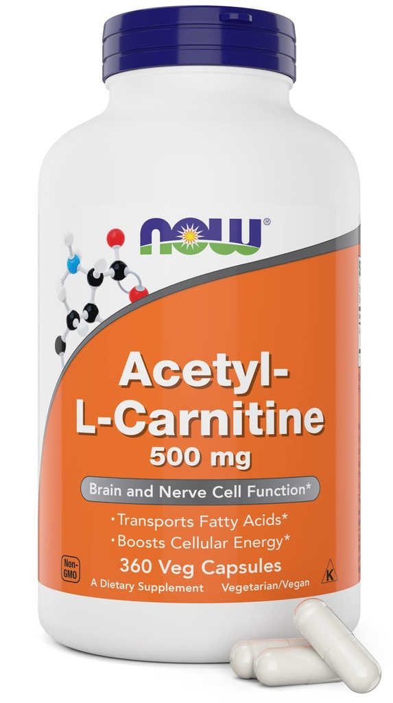 NYT Ruoka nyt Acetyl L Carnitine 500mg, 360 Veg kapselit - ei-GMO ACL 500 mg kapselit