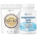 Micro Ingredients D3-vitamiini 10 000iu + K2 200mcg Coconut Oil Softgels & Magnesiumoksidi 400 mg Bundle Pack