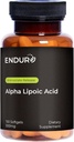 Endur Alpha Lipoic Acid, antioksidantti puolustus- ja solumainen energiatuki, välitön vapautuminen, vegaaninen, gluteeniton, 300 mg (150 Softgels)