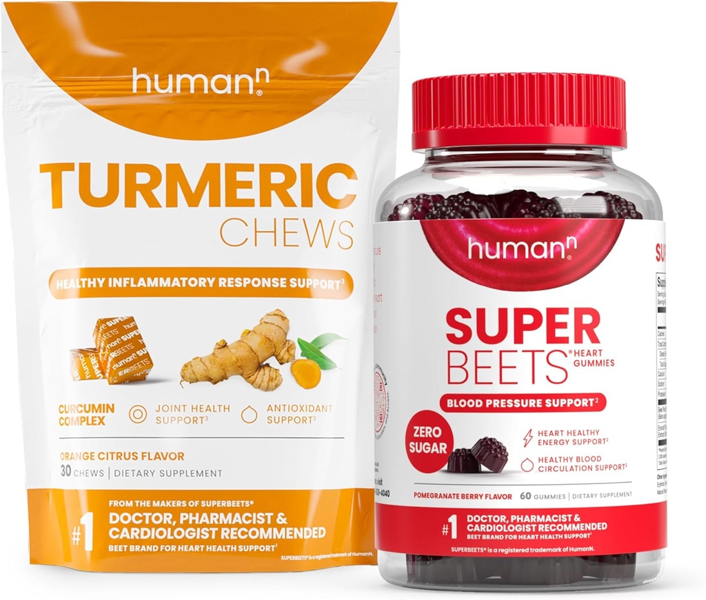 Humann Turmeric Chews ja Heart Gummies Nolla sokeria