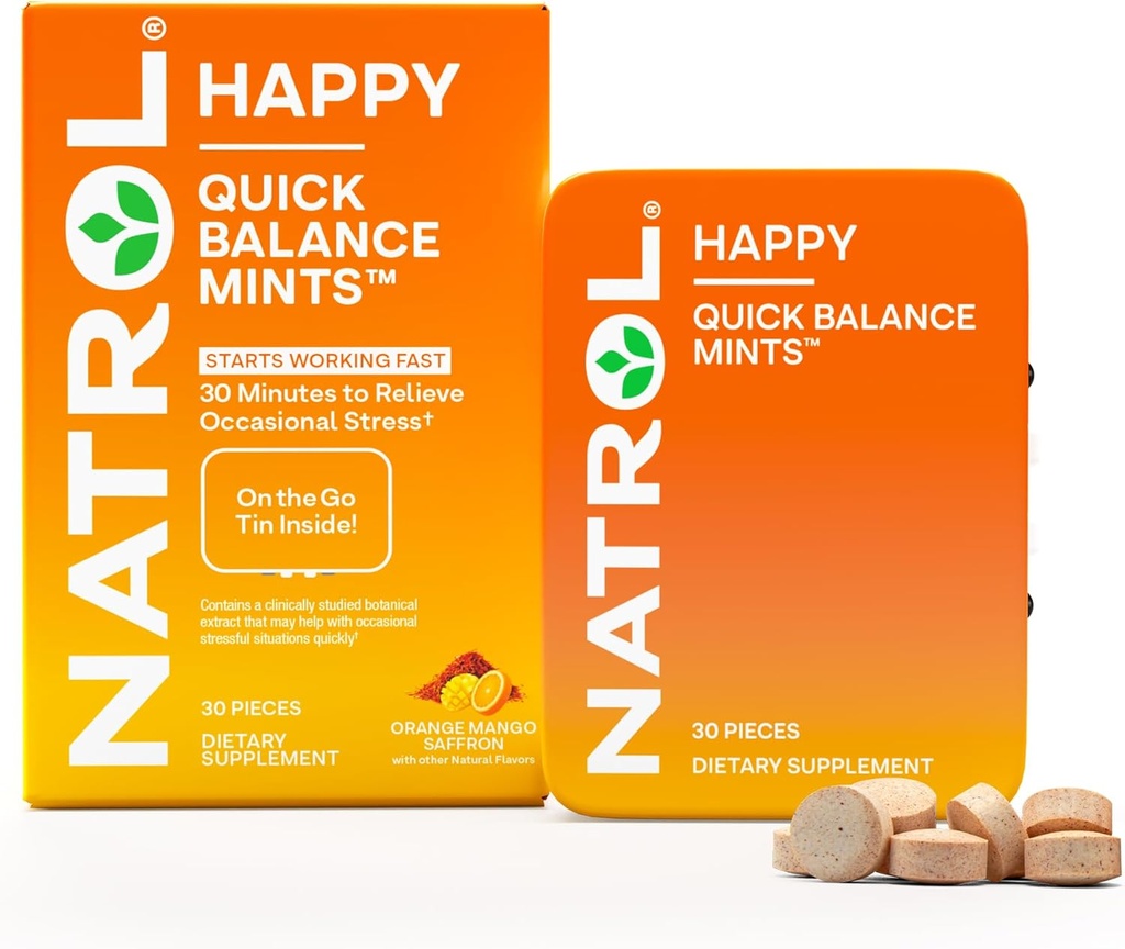 Natrolin nopea tasapaino Happy Minttuja, satunnainen stressi avustus täydentää, 30 Minttua, 15 päivän tarjonta