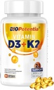 Vitamin D3 K2 med MCT Oil Supplement, Vitamin D3 5000 IU & K2 100MCG (MK7), stöder Immune, Bone & Teeth Health - Gluten Free Non-GMO - 30 Softgels