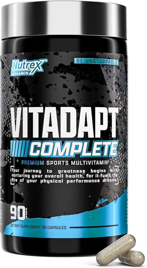 Nutrex Research Vitadapt Komplett Sports Multivitamin för Män - 24 Vitaminer, KSM-66 Ashwagandha och Mineraler för idrottare - Mens Multivitamin (90 kapslar)