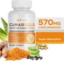 Cumargold 570mg Curcuminoids Turmeric Curcumin Supplement Piperine, Licorice Root & Aloe Vera - High Potency Natural Wellness Kapselit (90 Count)