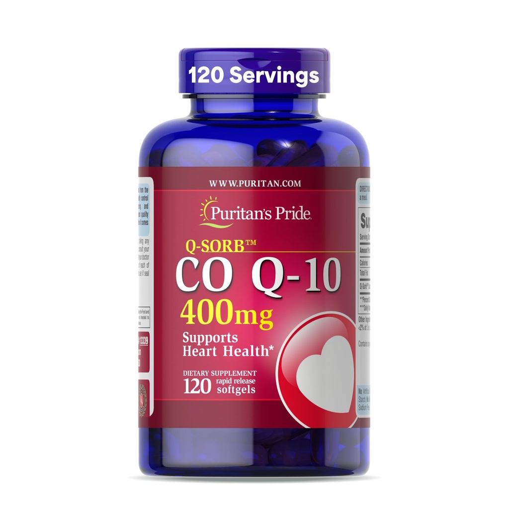 Puritaanin Pride Coenzyme CoQ10 400mg, ruokavalio täydentää sydämen terveys, verenpaine, suun Gum terveys, ja terve ikääntyminen tuki, 120 päivän tarjonta, nopea julkaisu Softgels