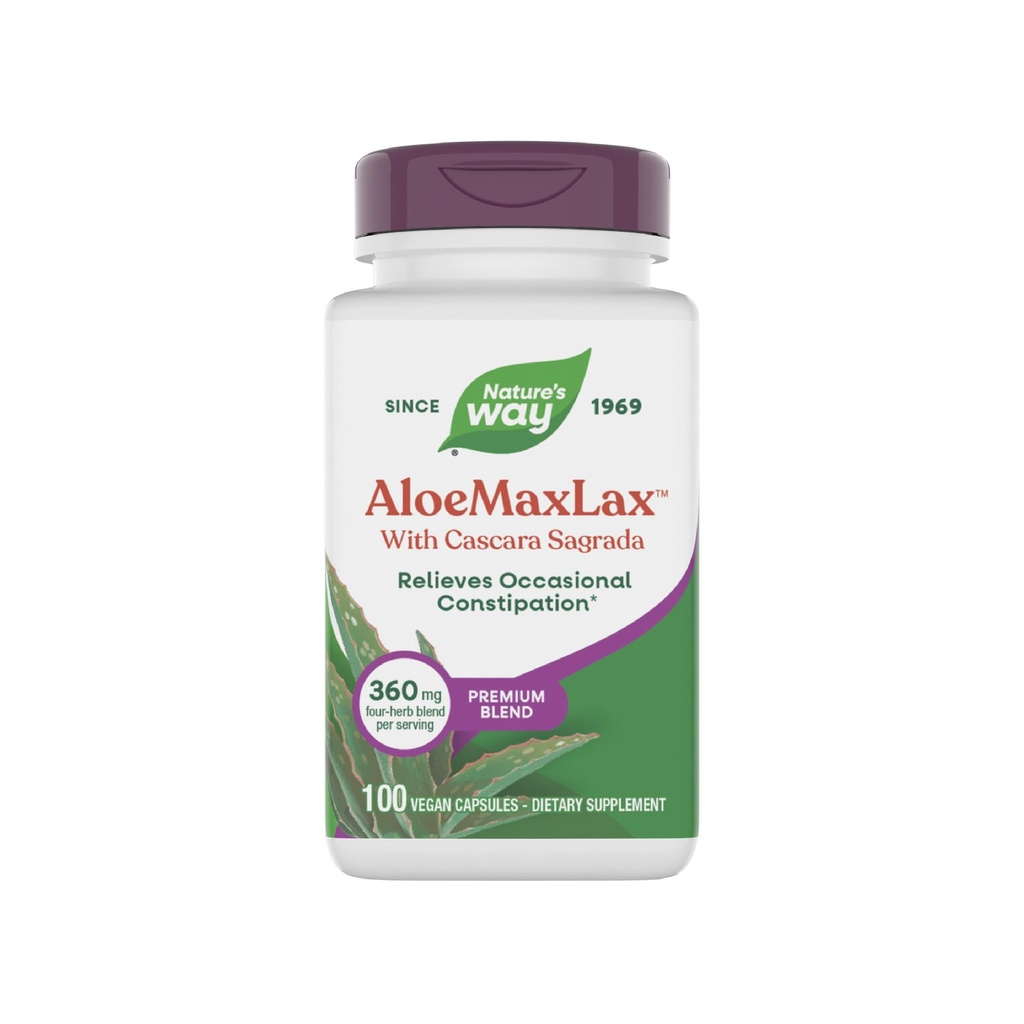 Naturens sätt AloeMaxLax med Cascara Sagrada, Occasional Constipation Relief *, 100 Vegan Capsules