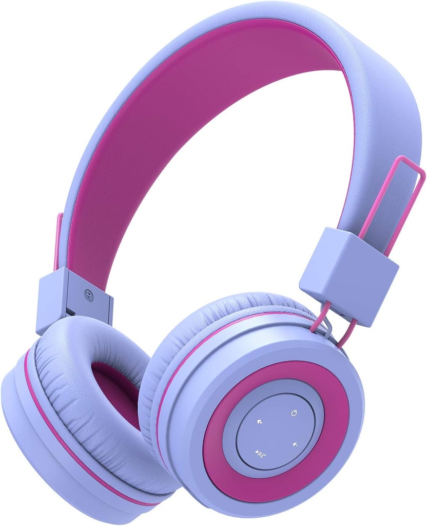 iClever BTH02 Lapset Bluetooth kuulokkeet, 93H Playtime, Taitettava, Säädettävä Headband, Bluetooth 5.4, Lapset langattomat kuulokkeet Mikrofoni IPad/Tablet/School/Matkailu, Violetti