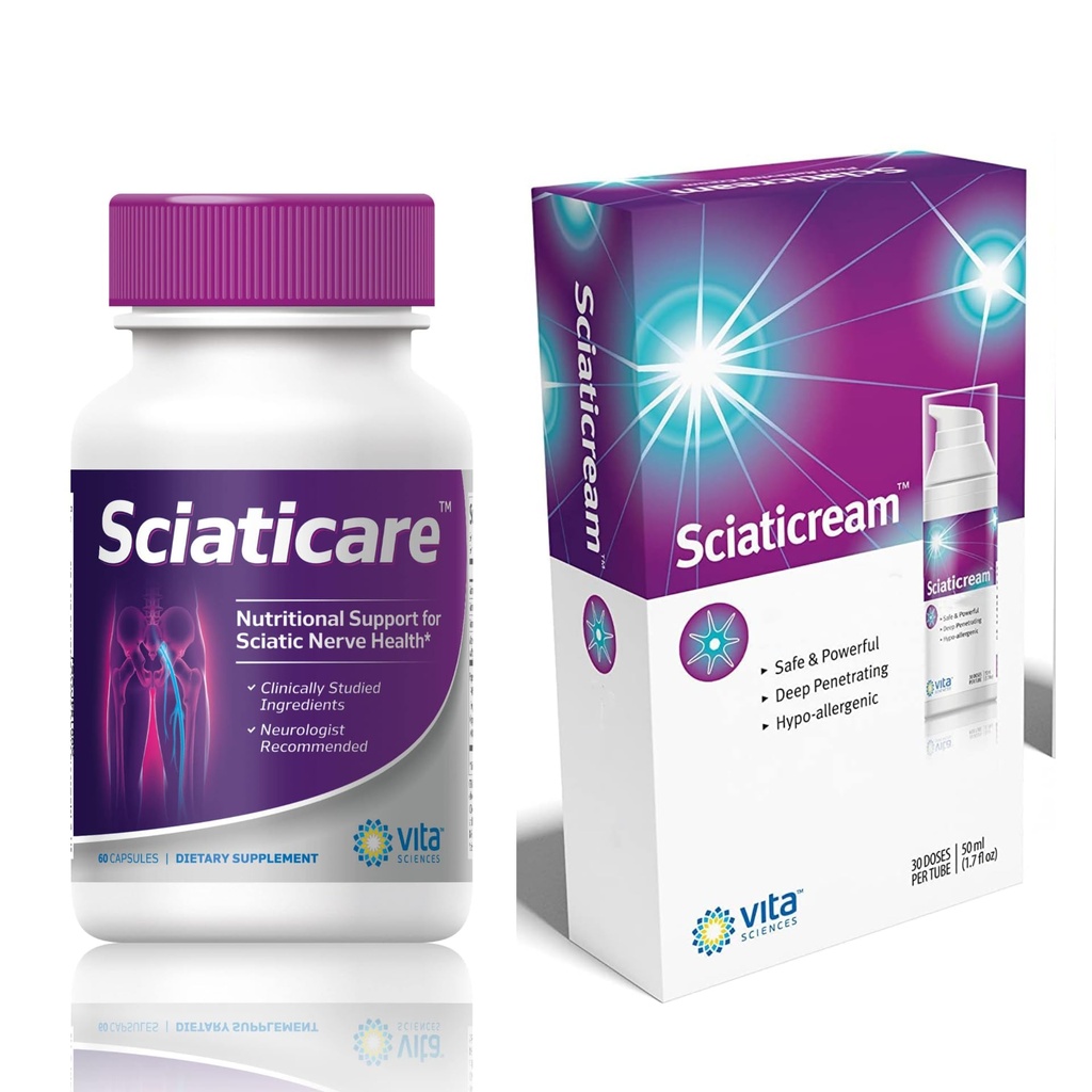 Ultimate Sciatic Nerve tuki Bundle Sciatica Nerve rauhoittava täydentää ja Sciatica Cream