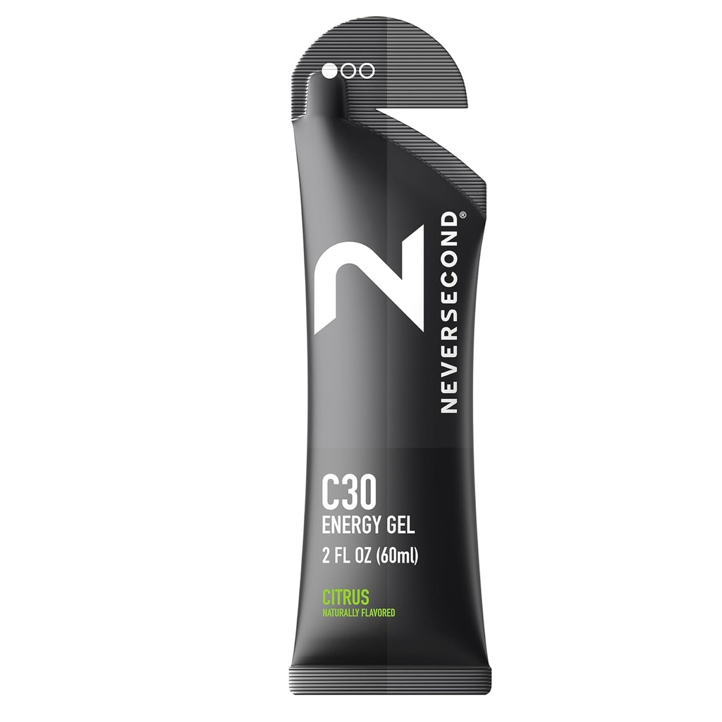 Neversecond C30 Energy Gel, Performance Nutrition & Hydration, Never2 Energy Gel Ultra Triathlons, Pyöräily & Marathons (Citrus Flavor, 12- Count Pack)