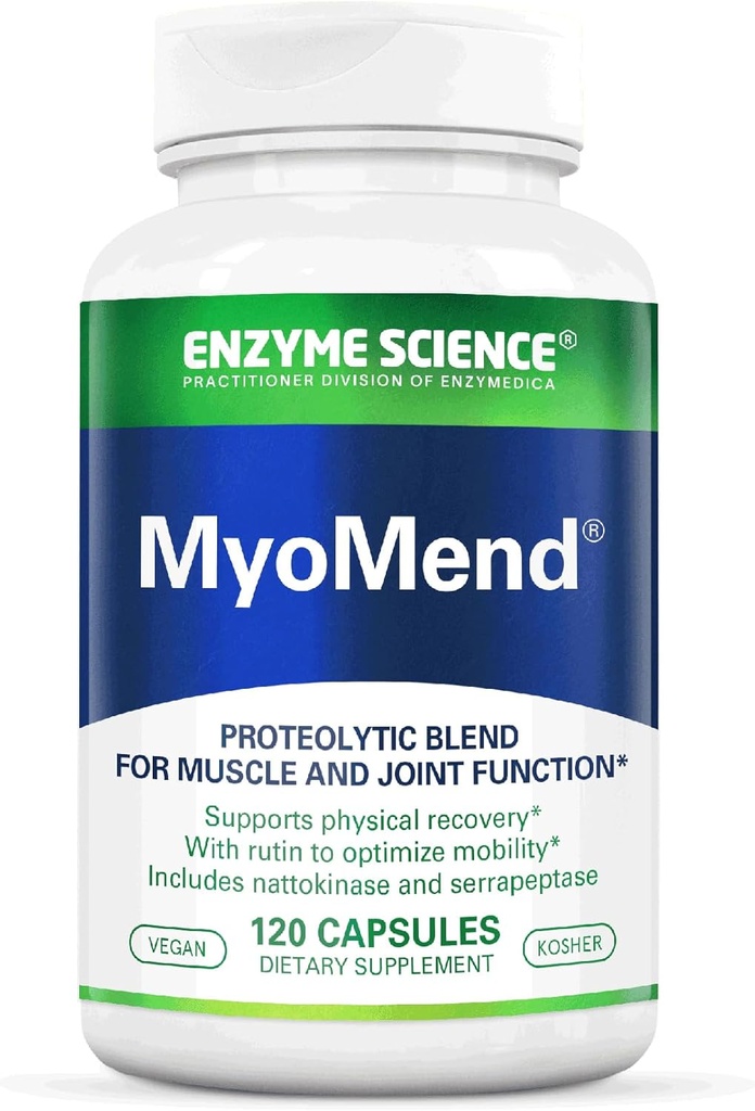 Enzym Science Myomend - Gemensamt stödtillägg - Formulerat med Bromelain, Rutin, Nattokinase och Serrapeptase - Enzyme Health Supplement - Vegan och Kosher - 120 kapslar