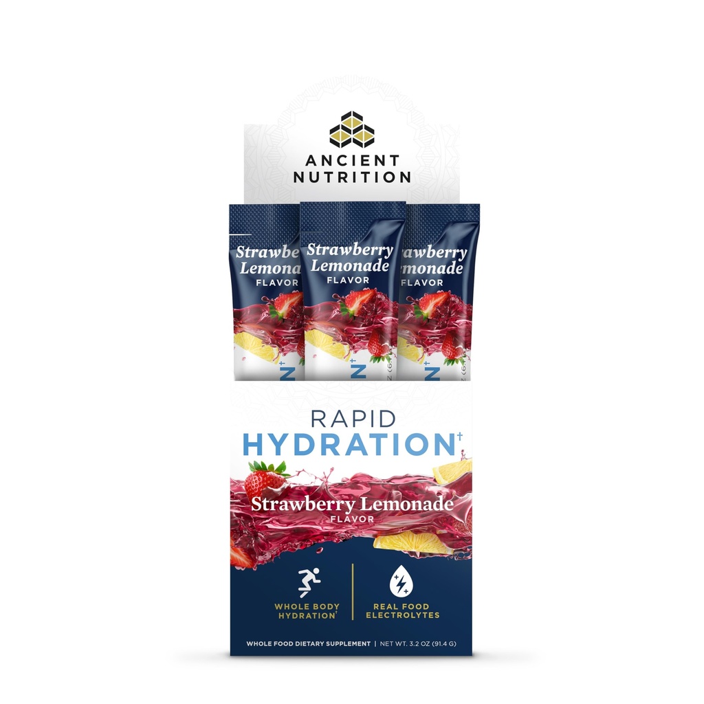 Antiikin ravitsemus Nopea nesteytys Powder, Mansikka sitruunaade, Electrolyyttejä Natural Sea Salts ja Red Marine Algae, Tukee Nopea kehon nesteytys ja soluterveyden, 15 Tarjoilut