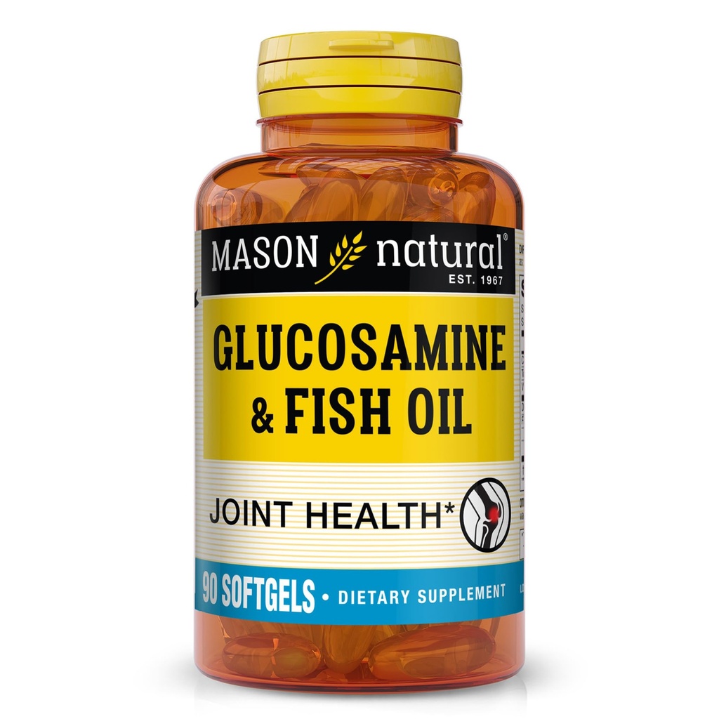 MASON NATURAL Glukosamin & Fish Oil Supplement med DHA & Omega 3 för Joint & Muscle Support, 1 månads Supply Softgel Pills