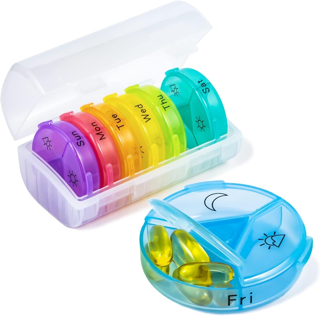 Weekly Pill Organizer, Chrxbei 3 Times a Day Pill Case Organizers 7 Day, Förtjockad Travel Pill Box med 21 stora avdelningar, BPA Free Medicine Organizer för att hålla vitamin, kosttillskott, fiskoljor