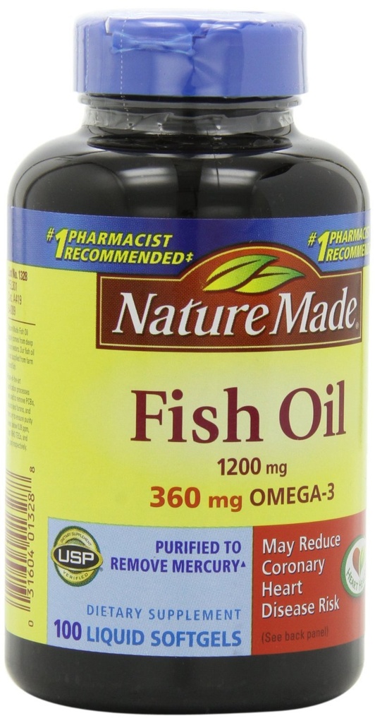 Luonto Made Fish Oil 1200mg, 360 mg Omega-3 100 Liquid Softgels (3 pakkaus)