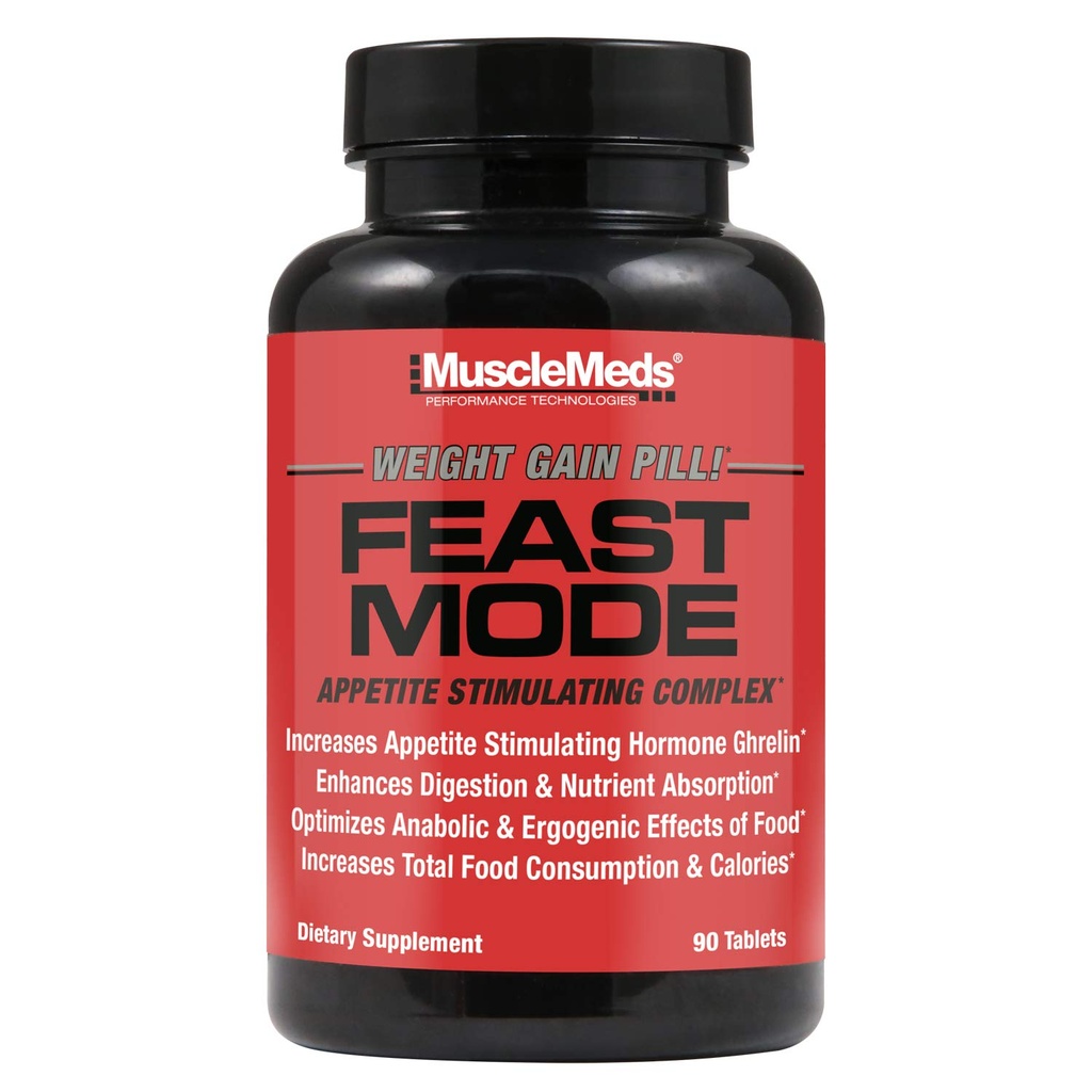 MuscleMeds Feast Mode Appetite Stimulant Weight Gain Pills Digestive Enzymes Safe och Effective 90 Caps, Unflavored, 90 Count