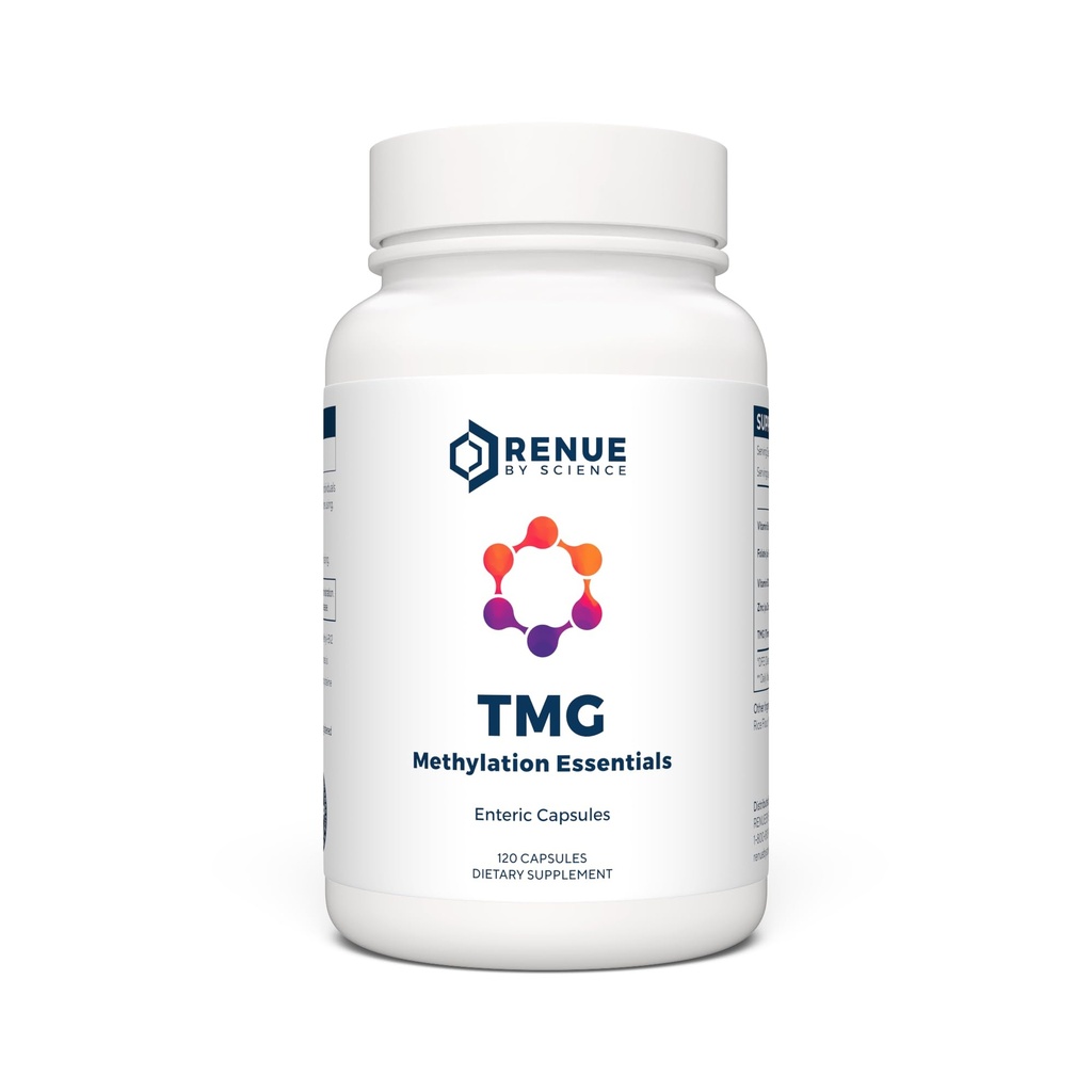 Renue by Science TMG ... Suuri vahvuus TMG-lisät ... 120 trimetyyliglysiinikapselia... 900 mg TMG per annos B12-vitamiinin B6 -vitamiinia.