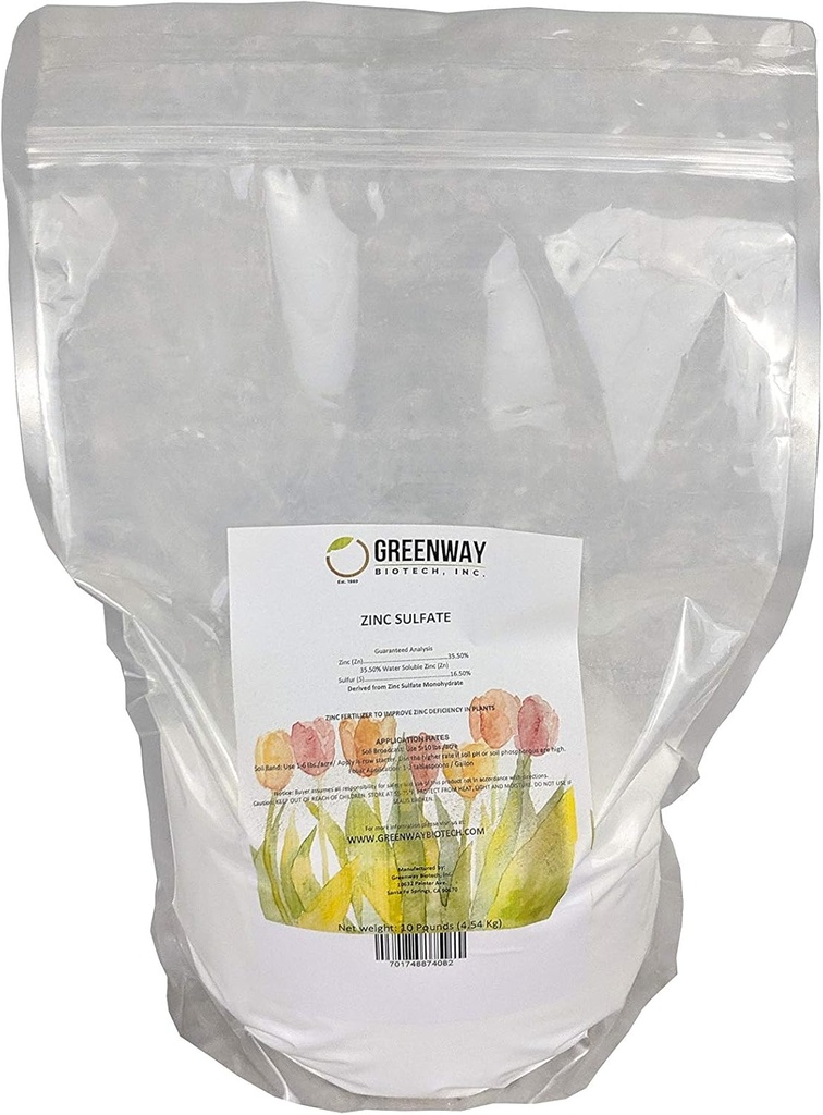 Sinkkisulfaattijauhe 35,5% Monohydraatti Plus 16,5% Rikki Greenway Biotech Brand 10 punta