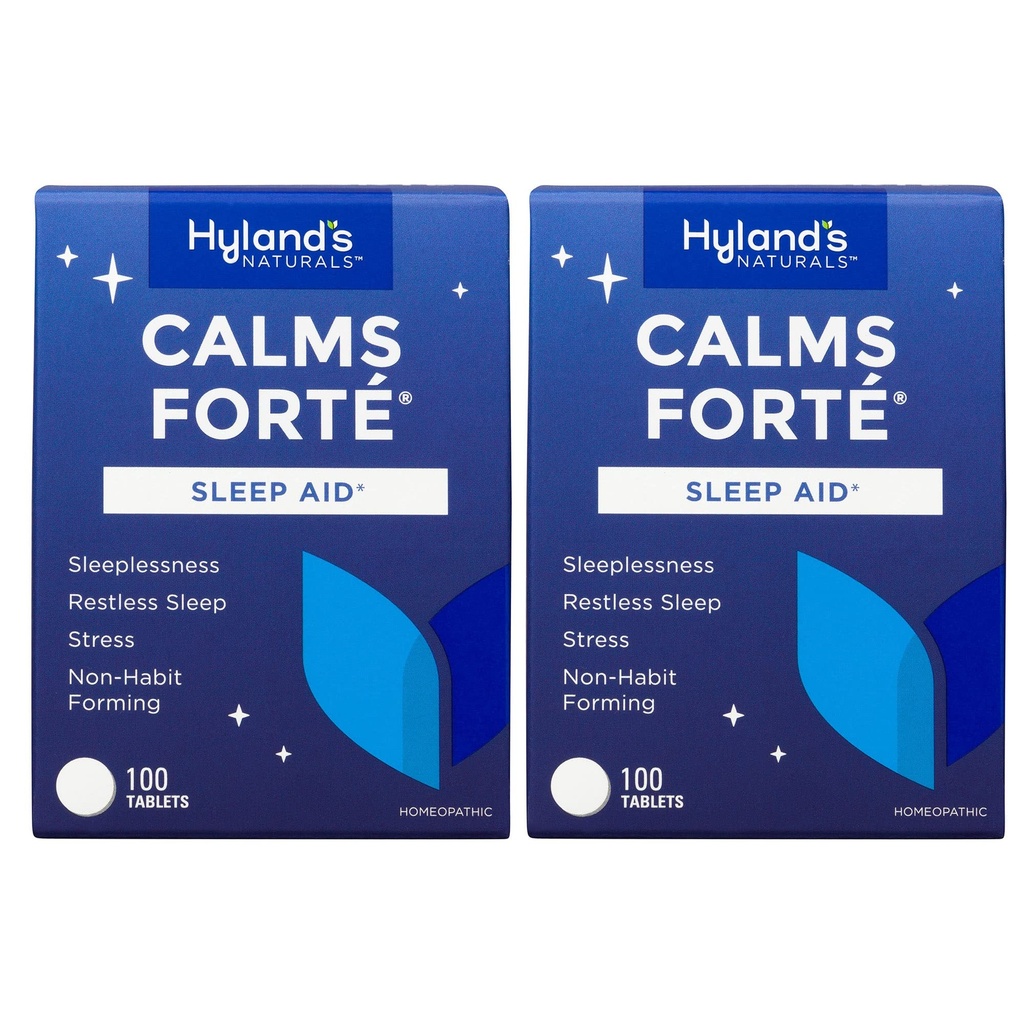Hylandin Calms Forten unilääketabletit, luonnollinen lievittää hermostuneisuutta ja satunnaista unettomuutta, 100 lukua (Pakkaus 2)
