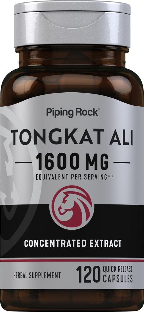 Piping Rock Tongkat Ali | 1600mg | 120 kapslar | Longjack Extract | Herbal Supplement | Non-GMO, Gluten Free
