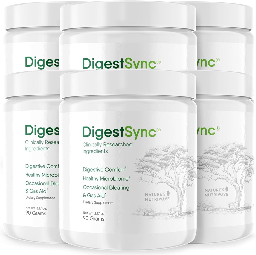 DigestSync Digestion Supplement for Gut Health - Natural Powder for Digestive Support, Bloating Relief for Women & Men, 100% naturligt grönt pulver - 6 månaders leverans