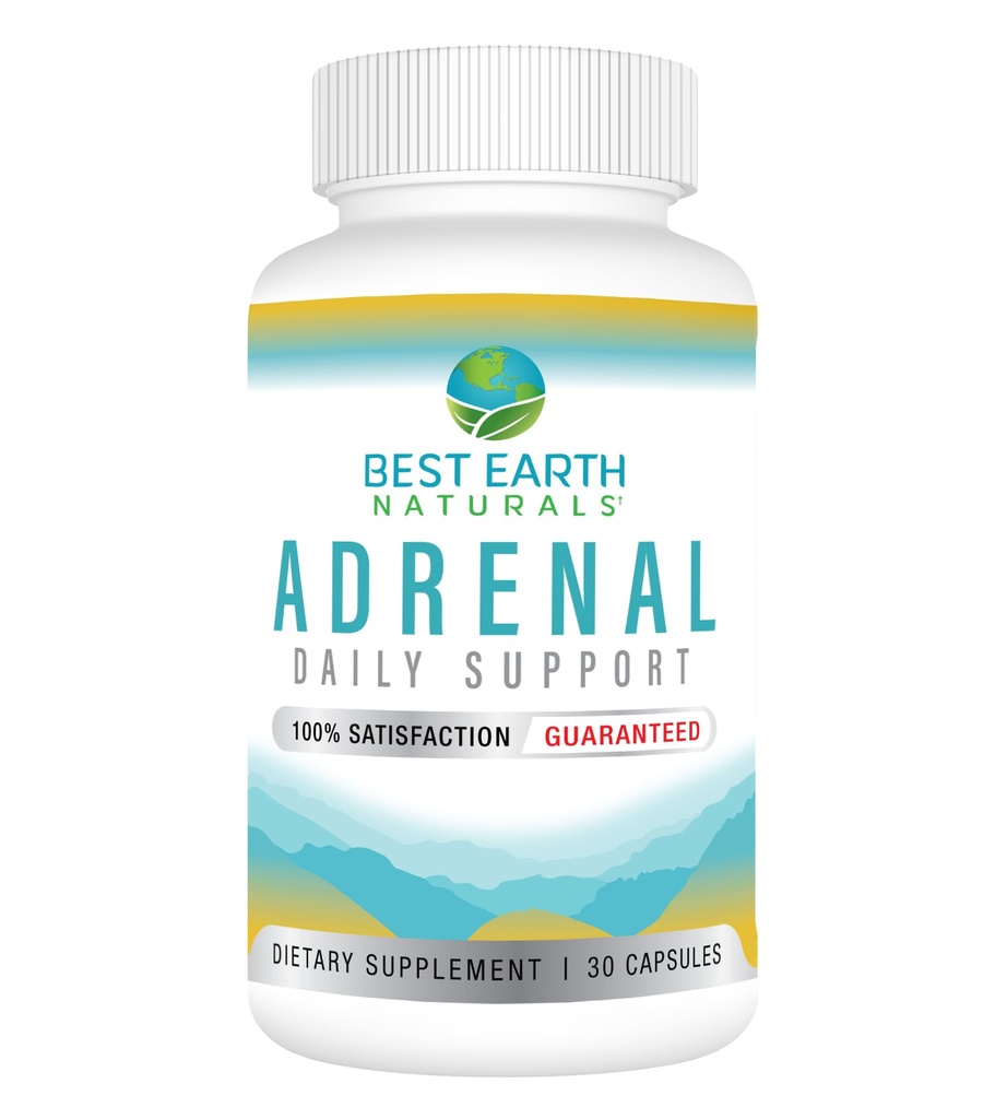 Best Earth Naturals - Lisämunuaisten tuki aikuisille - Pyhä basilika, B C-vitamiinit, L-tyrosiini, Rhodiola Rosea Root, Ashwagandha lisäravinteet Cortisol Manager Tuki - 30 päivän tarjonta